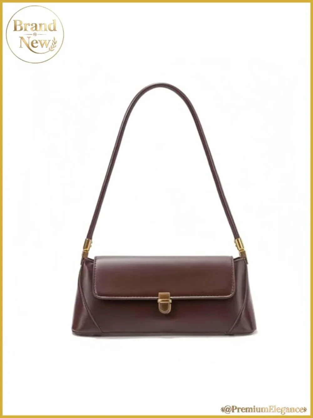 Vegan Leather Small Hobo Shoulder Bag with Gold Hardware